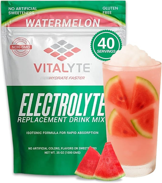 Vitalyte Electrolyte Powder Drink Mix, Isotonic Electrolyte Hydration Mix, Gluten Free Post Workout Powder, Pack of 1, 35 oz., Watermelon Flavor