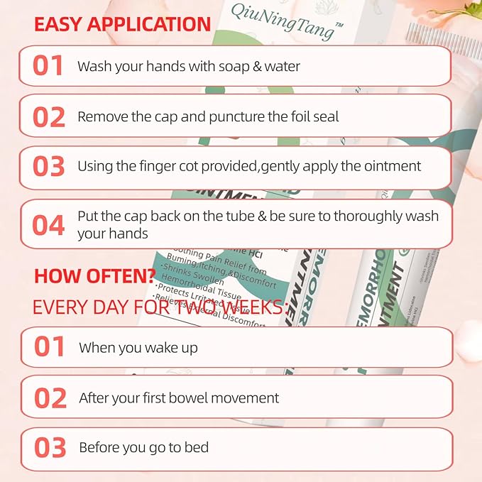 Hemorrhoid Ointment, 4% Lidocaine Cream, Hemorrhoid Ointment, Fast Relief from Painful Itching Hemorrhoids, Hemorrhoid Treatment (0.7oz*3 Boxes)