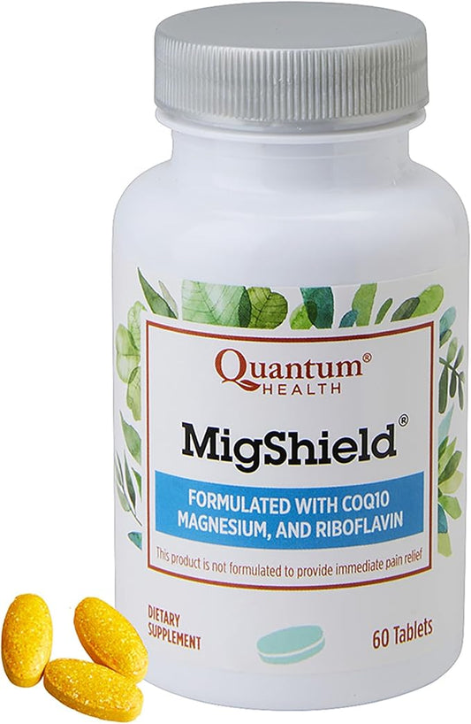 Quantum Health MigShield Magnesium Supplement with Riboflavin & CoQ10 Helps Promote Proper Function of Brain Heart & Muscles Daily Nutritional Essentials for Women & Men - 60 Tablets