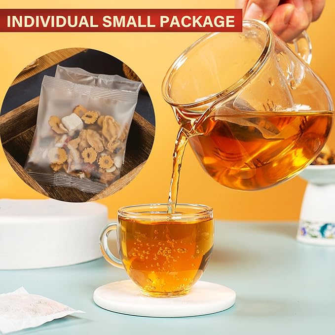 20 Pack Ginseng Ten Treasures Tea, Chinese Herbal Kidney Detox Tea for Men & Women, 10 Precious Ingredients Formula (2 Boxes,20 bags)