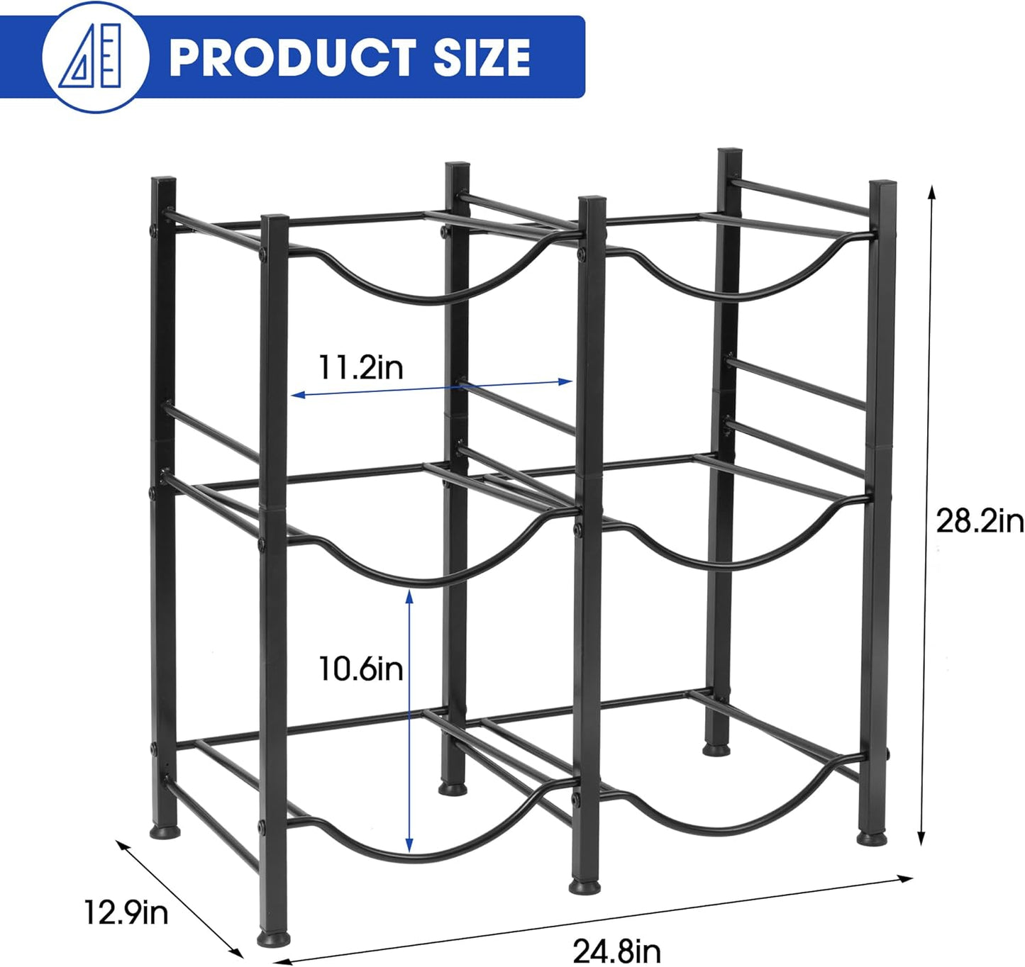 Klvied 5 Gallon Water Jug Holder - 3 Tier Rack, Heavy Duty Stand for 6 Bottles with Lifter and Cap