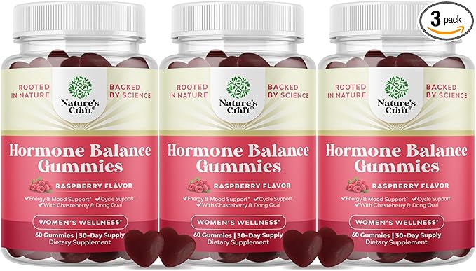 Hormone Balance for Women Gummies of All Ages - PMS Support Supplement for Women to Regulate Menstrual Cycle & Hormonal Balance Menopause & Mood Swings with Vitamin B6 & Dong Quai - 60 Chews - 3 pack