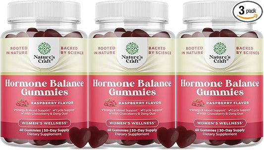 Hormone Balance for Women Gummies of All Ages - PMS Support Supplement for Women to Regulate Menstrual Cycle & Hormonal Balance Menopause & Mood Swings with Vitamin B6 & Dong Quai - 60 Chews - 3 pack