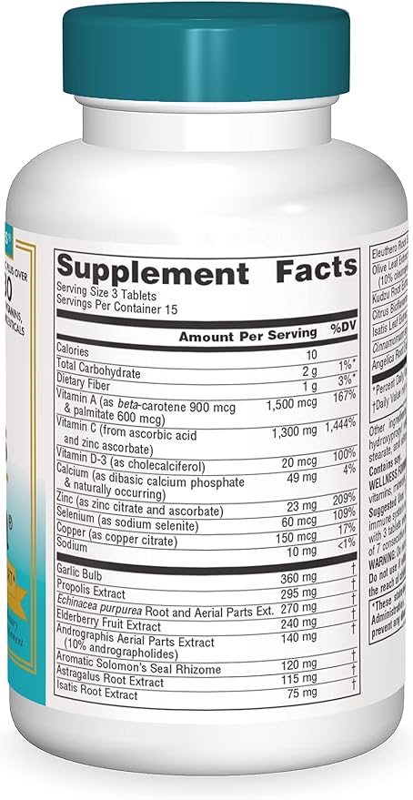 Source Naturals Wellness Formula Bio-Aligned Vitamins & Herbal Defense - Immune System Support Supplement & Immunity Booster - 45 Tablets