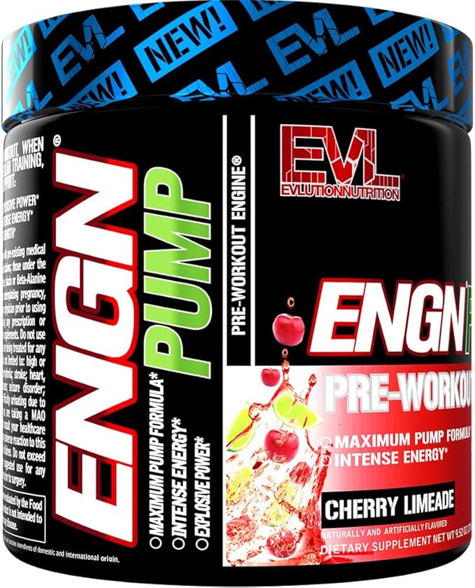 Evlution Nutrition ENGN Pump - Intense Pre-Workout with Creatine - Maximum Pump Formula - Pre-Workout Powder for Lasting Energy & Power - with Nitric Oxide & Caffeine - 30 Servings - Cherry Limeade