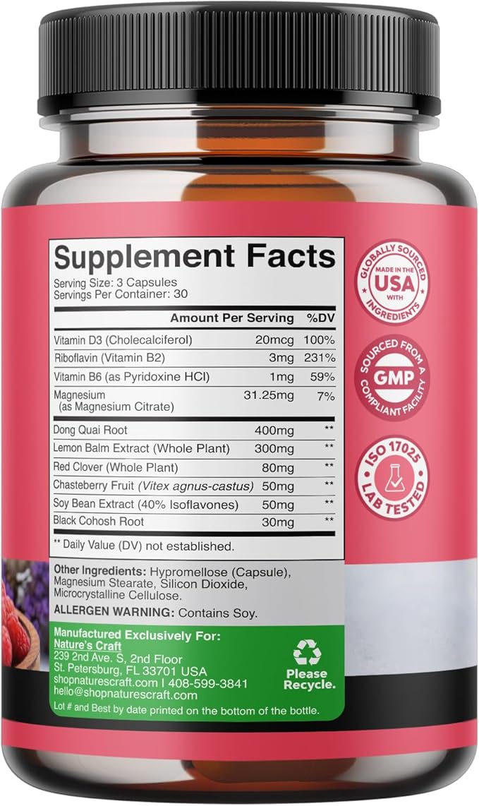 Bundle of Complete Herbal Menopause Supplement for Women for Night Sweats Mood and More with Dong Quai Vitex Chaste Berry and Black Cohosh and Extra Strength Diindolylmethane DIM Supplement - DIM Comp