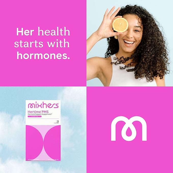 Hertime PMS - Supports Hormonal Health for Women - Supports a Healthy Menstrual Cycle - with Minerals, Peony Roots, Siberian Ginseng - Sugar-Free - 15 Drink Packets - Coconut Lime