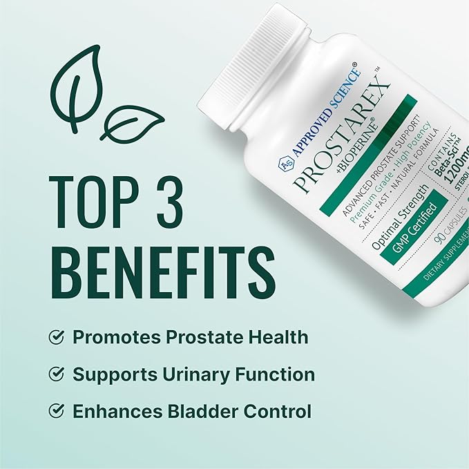 Approved Science Prostarex - Prostate Supplement - Saw Palmetto, 1200mg Beta-Sitosterol, Bioperine - 90 Capsules - 1 Month Supply