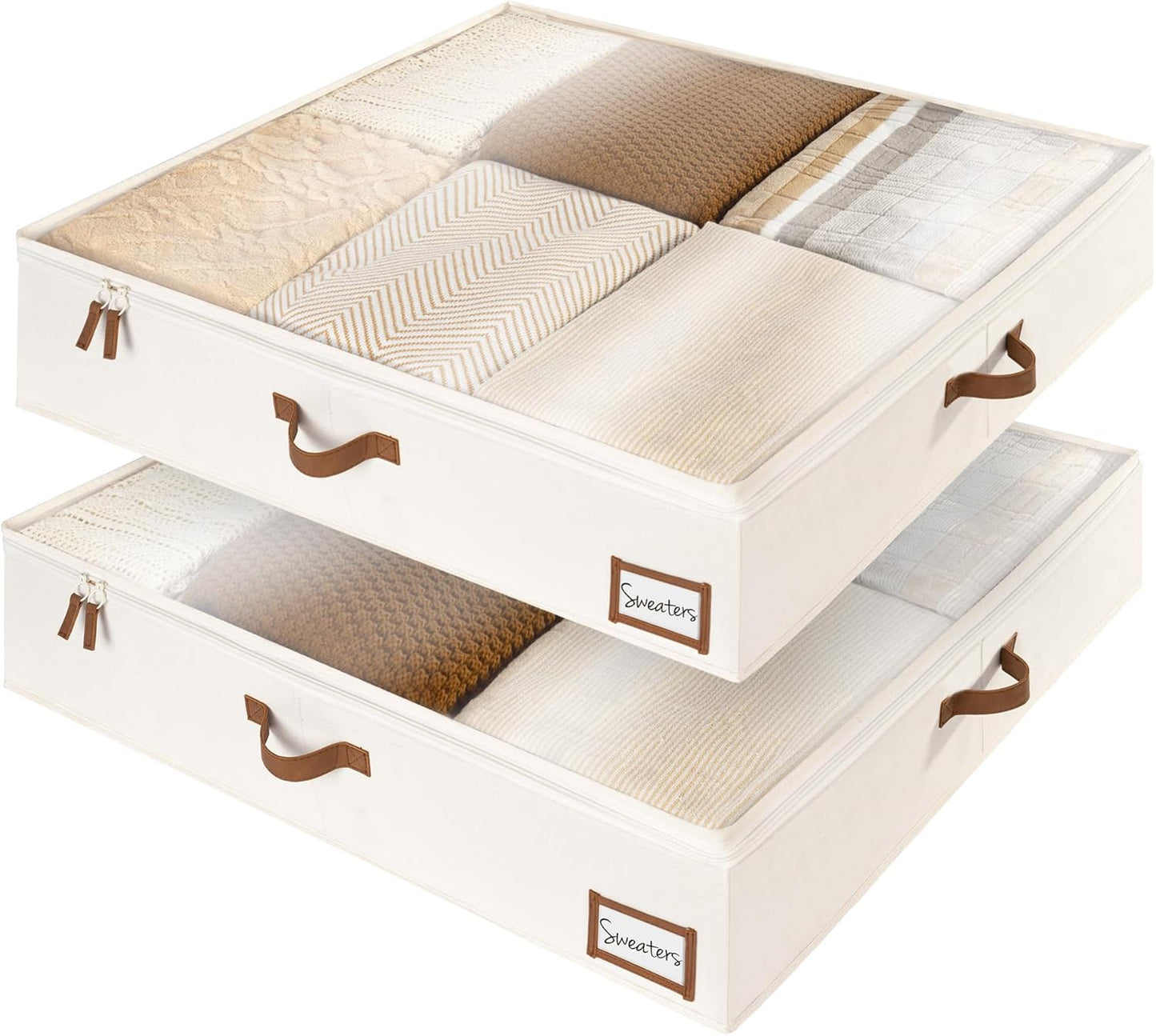 StorageWorks Underbed Storage Box, Under Bed Clothes Organizer With Sturdy Structure and Ultra Thick Fabric, 33" L x 31" W x 6 ¾ "H, 2 pack