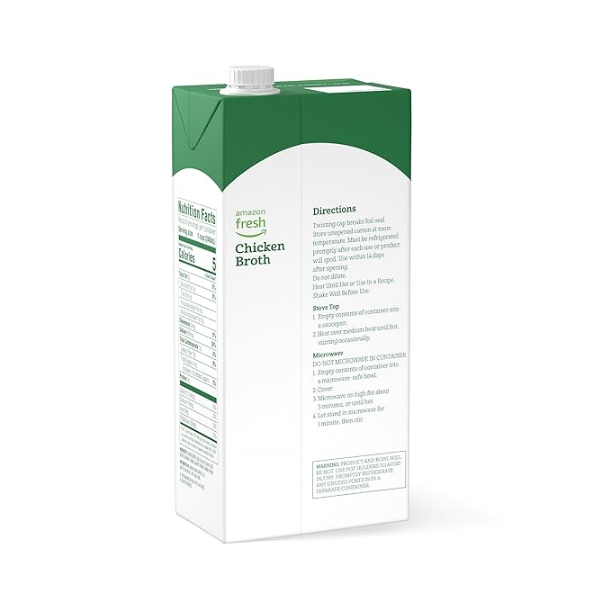 Amazon Fresh, Chicken Broth, Carton, 32 Oz (Pack of 3)