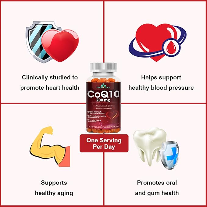High-Absorption CoQ10 200 mg – Gluten-Free Softgels for Heart, Stamina & Brain Support | 120 Count (60-Day Supply)