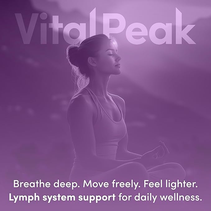 Lymph Peak - Lymphatic Drainage Supplements - Lymph System Support - with Burdock Root, Echinacea Extract, Bromelain, Dandelion Extract & More - Vegan, Non GMO, Gluten Free - 60 Capsules