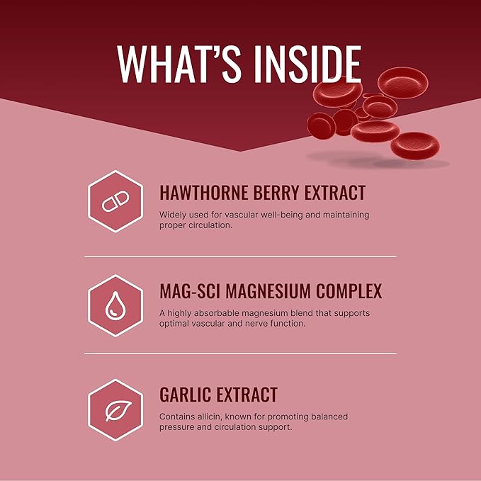 Approved Science Bloodsyl - Supports Blood Flow - Hawthorn Berry, Magnesium, BioPerine - Vegan - 180 Capsules - Pack of 1