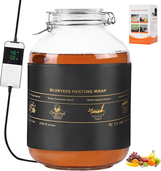 Digital Kombucha Heating Wrap with Precise Temperature Control and Timer Function - Kombucha Starter Kit, the Ideal Fermentation Heating Pad for Kombucha and Sourdough