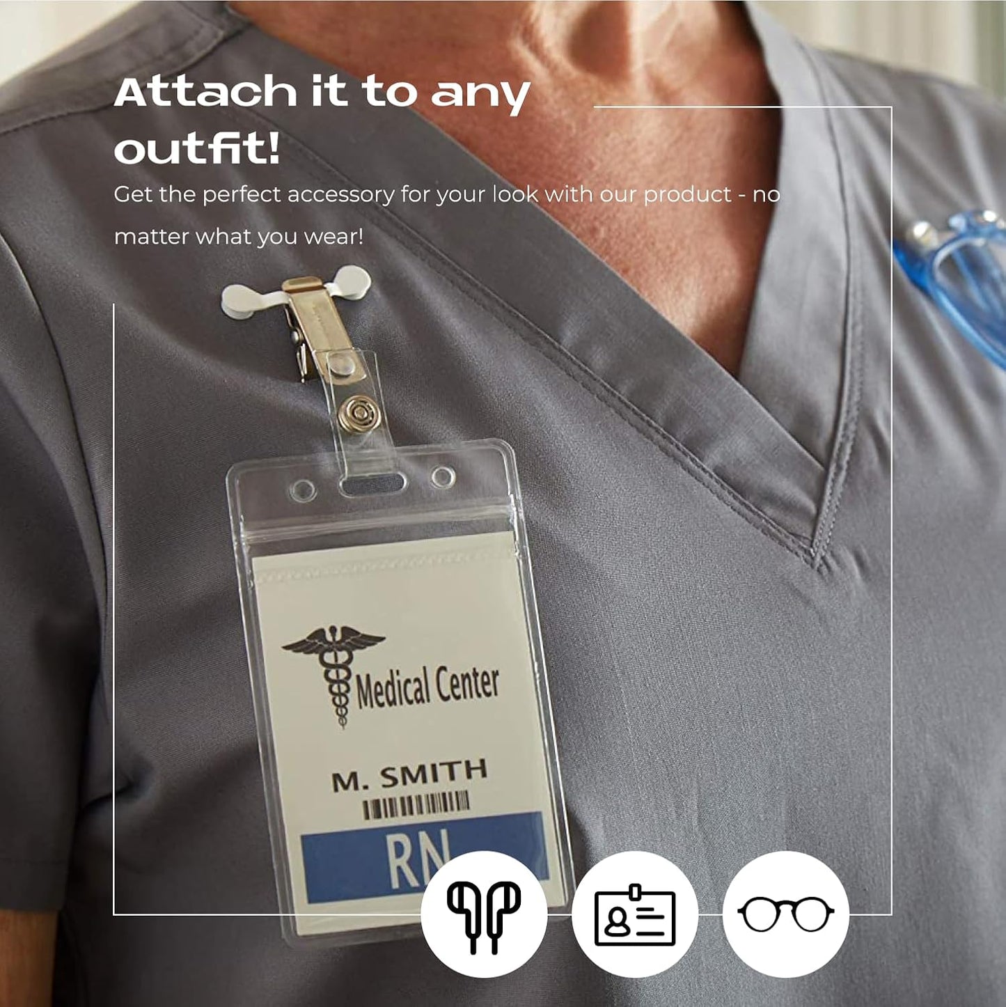 Readerest Magnetic Glasses Holders (2 Pack), Secure Clip for Reading Eyeglasses, Sunglasses & Work Badges, Glasses Holders for Men & Women, USA Made (Black & Stainless Steel + Crystals)