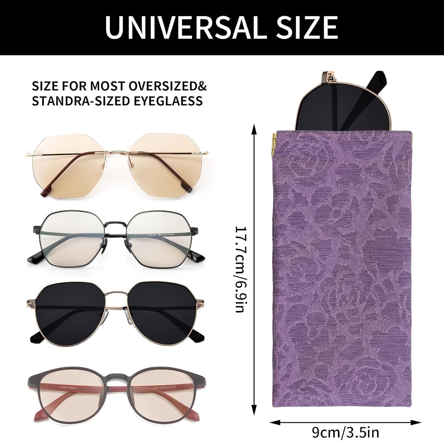 Double Eyeglass Case Soft Dual Glasses Case for Women Men Travel Squeeze Top Sunglasses Cases Eyeglasses Pouch