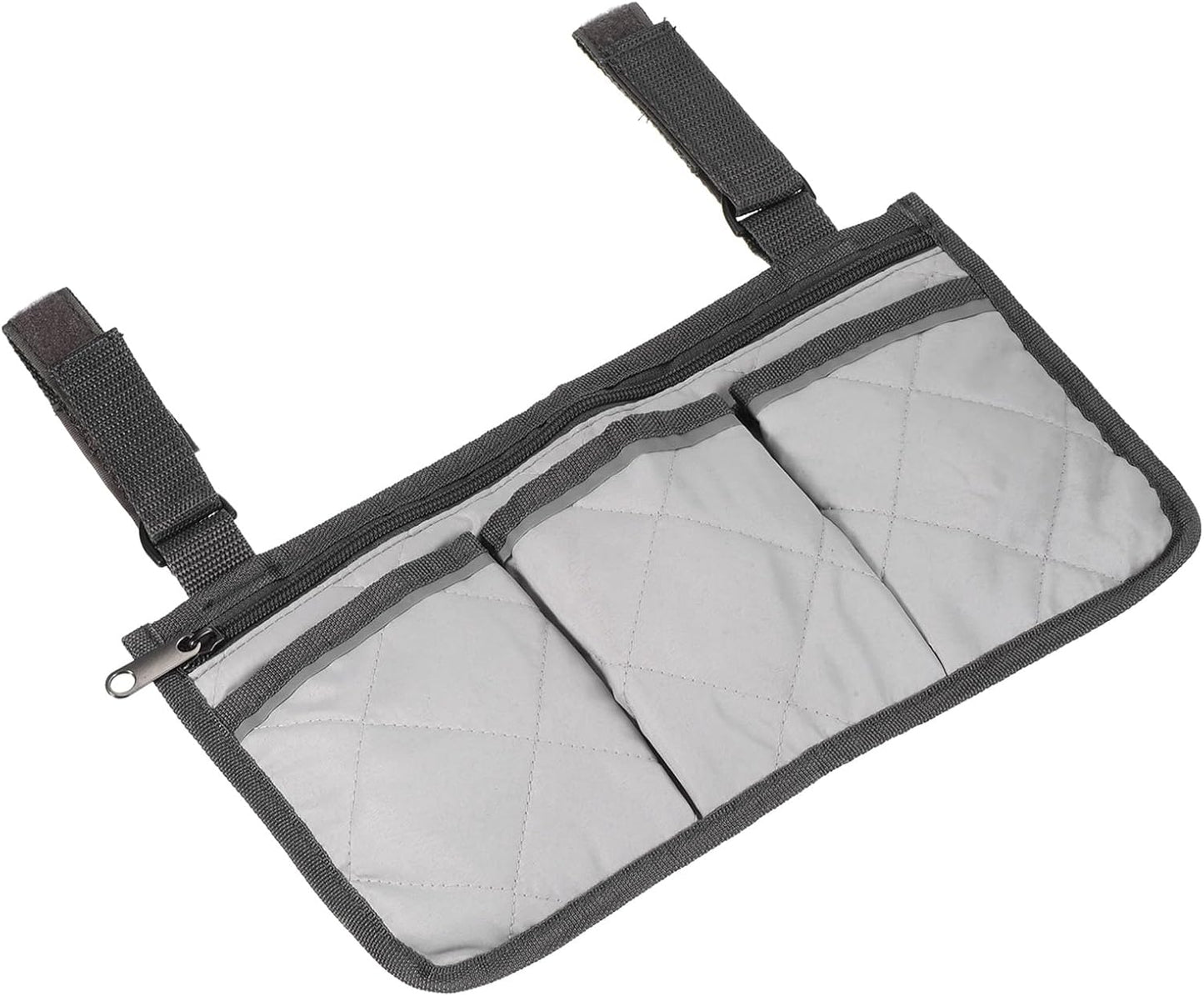 YOKIVE Armrest Organizer, Waterproof Chair Snack Storage Bag with Straps, Great for Camping Beach Daily Use, (Grey, 4 Pockets)