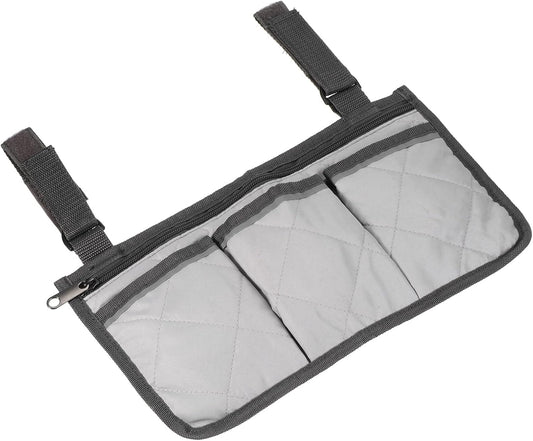 YOKIVE Armrest Organizer, Waterproof Chair Snack Storage Bag with Straps, Great for Camping Beach Daily Use, (Grey, 4 Pockets)