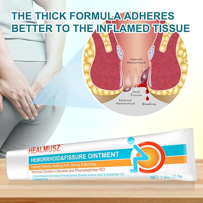 Hemorrhoid & Fissure Ointment, Hemorrhoid Treatment and Hemorrhoid Cream with Lidocaine 4% & Phenylephrine HCI, Hemorrhoidal treatment for Fast Relief of Itching, Pain, Burning, Swelling - 1.5 oz BB