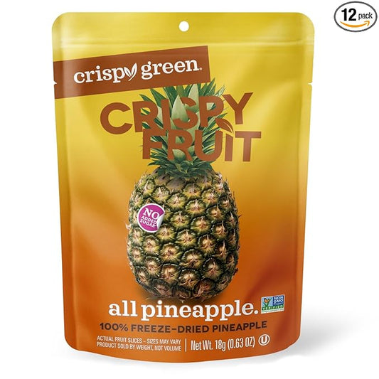Crispy Green Natural Freeze-Dried Fruit, Pineapple Single-Serve, No Sugar Added, 0.63 Ounce (Pack of 12)