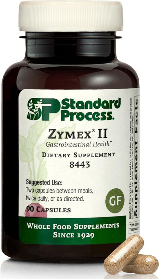 Standard Process Zymex II - Supplement for GI Support with Digestive Enzymes - Gluten-Free & Non-Soy - 90 Capsules (45 Servings)