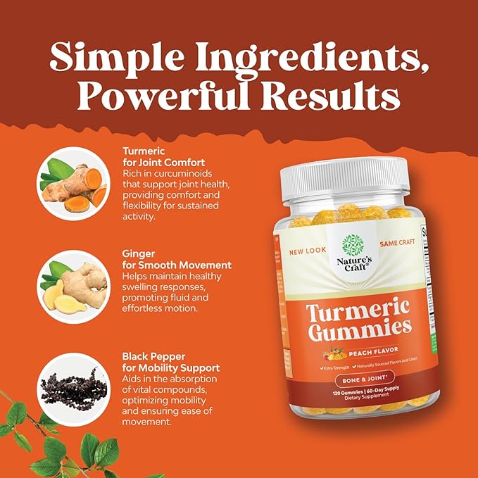 Bundle of G Curve Horny Goat Weed for Women for Enhanced Energy Mood and Performance and Turmeric Gummies for Adults Peach Flavor - Extra Strength Joint Support Gummies