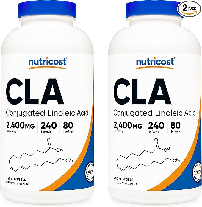 Nutricost CLA (Conjugated Linoleic Acid) 2,400mg, 240 Softgels - Gluten Free, Non-GMO, 800mg Per Softgel (2 Bottles)