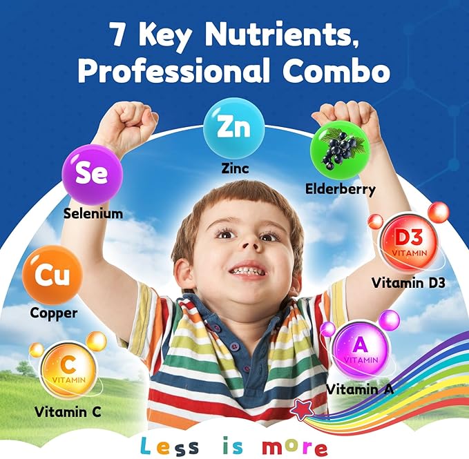 Zinc Picolinate 30mg / 15mg Gummies, High Absorption Zinc Supplements with Copper, Selenium, Elderberry, for Kids Growth, Teens Skin, Immune Health, Sugar Free, 60 Gummies