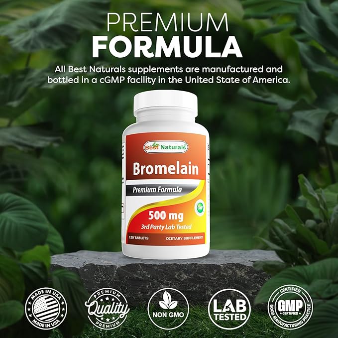 Best Naturals Bromelain 500mg 120 Tablets (120 Count (Pack of 3))