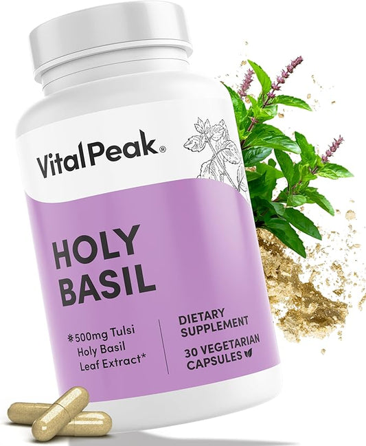 Holy Basil 500 mg - Mood & Relaxation Support - Tulsi Supplements for Women & Men - Vegan, Gluten Free, Dairy Free, Soy Free Non-GMO - 30 Capsules