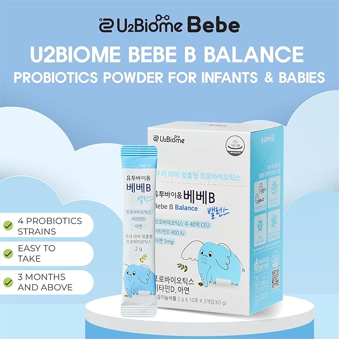 B Balance Probiotics Powder for Infants & Babies, Support Infant Gut Health, Easy-to-Take Powder, Age 3+ Months, Multi-Strain 4 Billion CFU, 60g (30 Packets) - 1 Month Supply