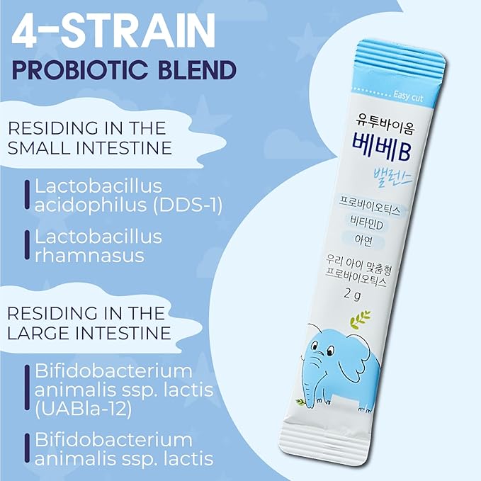 B Balance Probiotics Powder for Infants & Babies, Support Infant Gut Health, Easy-to-Take Powder, Age 3+ Months, Multi-Strain 4 Billion CFU, 60g (30 Packets) - 1 Month Supply