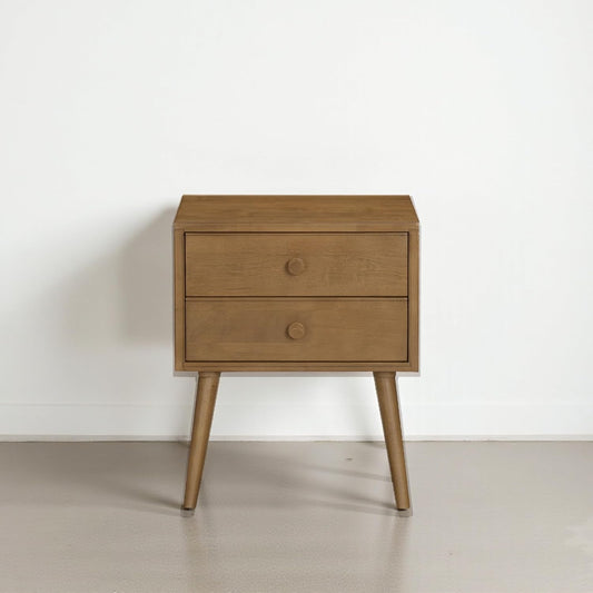 NTC Lux Nightstand with 2 Drawers, Featuring Adaptable Design, 150 lbs Load Capacity, Water-Resistant, Elevate Your Space, Easy Assembly - Teak Look