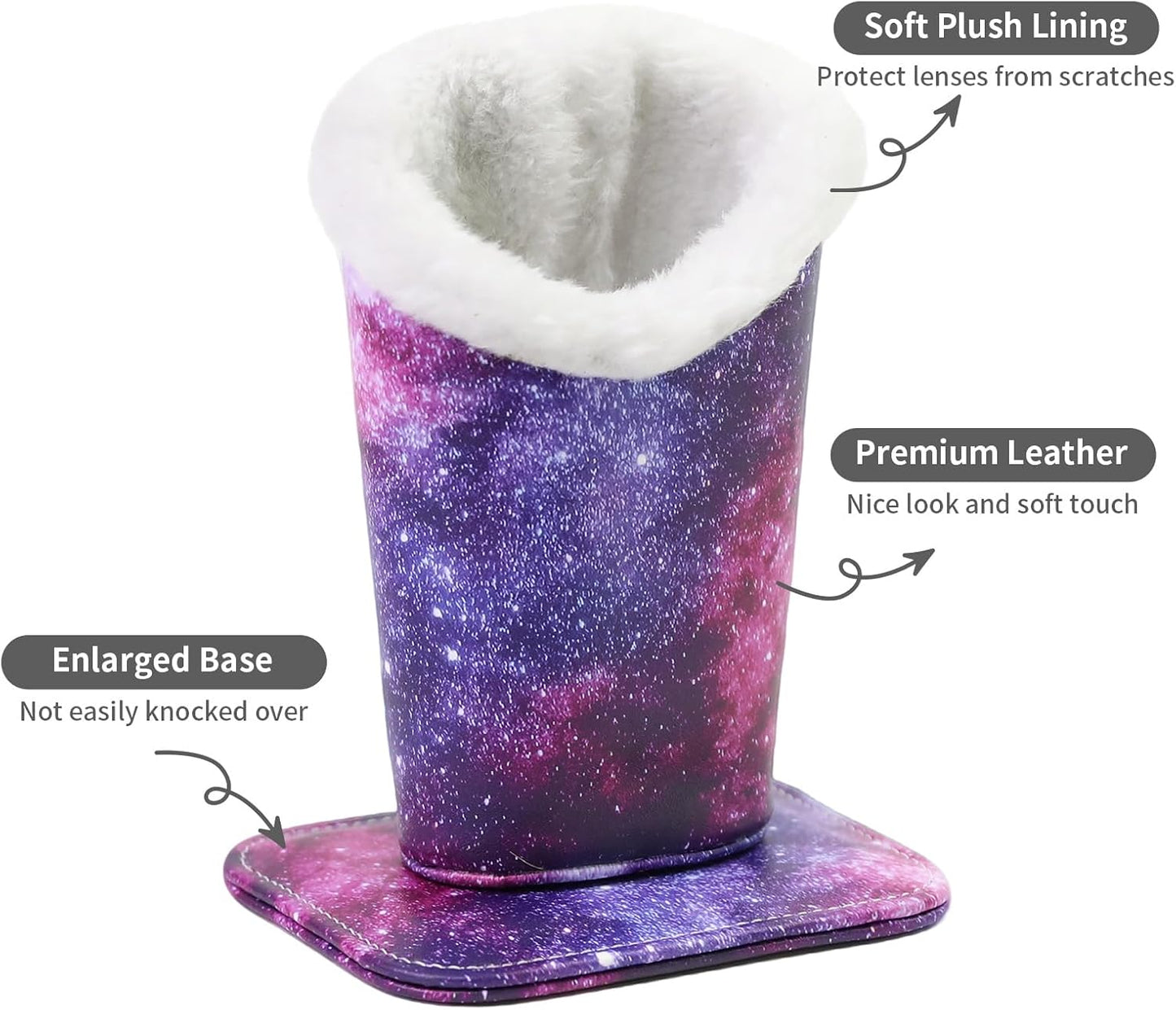 Plush Lined Eyeglasses Holder, Cute Magnetic PU Leather Glasses Stand Case for Women Men Kids