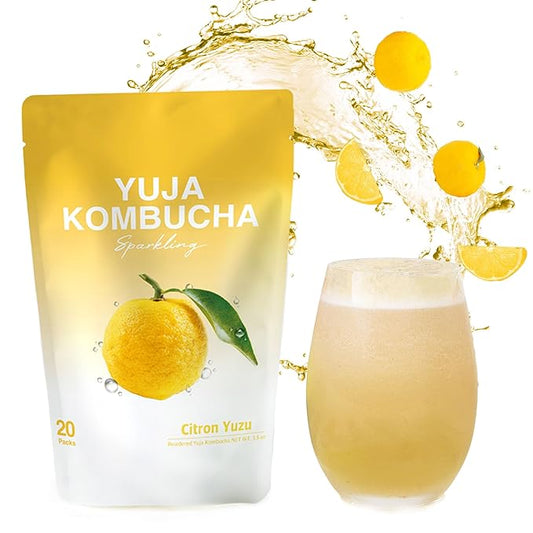 DALAMHARI Kombucha Powder | Citron Yuzu 20T | Kombucha Drink Probiotic Soda Urban Remedy Kombucha Synergy Scoby Kombucha Starter Kit Adaptogen Drink Health Ade Kombucha Tea Bubbly