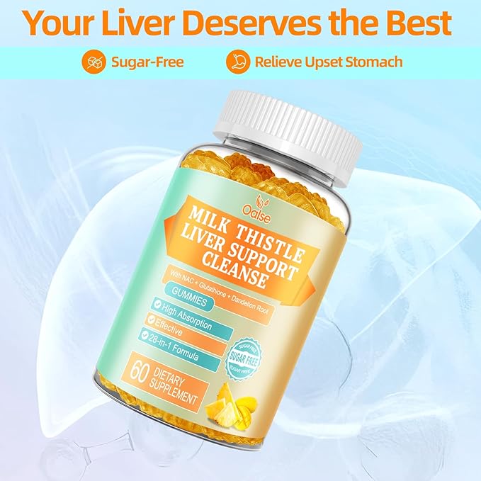 2000 Mg Milk Thistle Gummies - Mango Pineapple - with NAC, Glutathione, Dandelion Root, etc - Gentle Detox* & Cleanse*, Gluten-Free, 60 Count