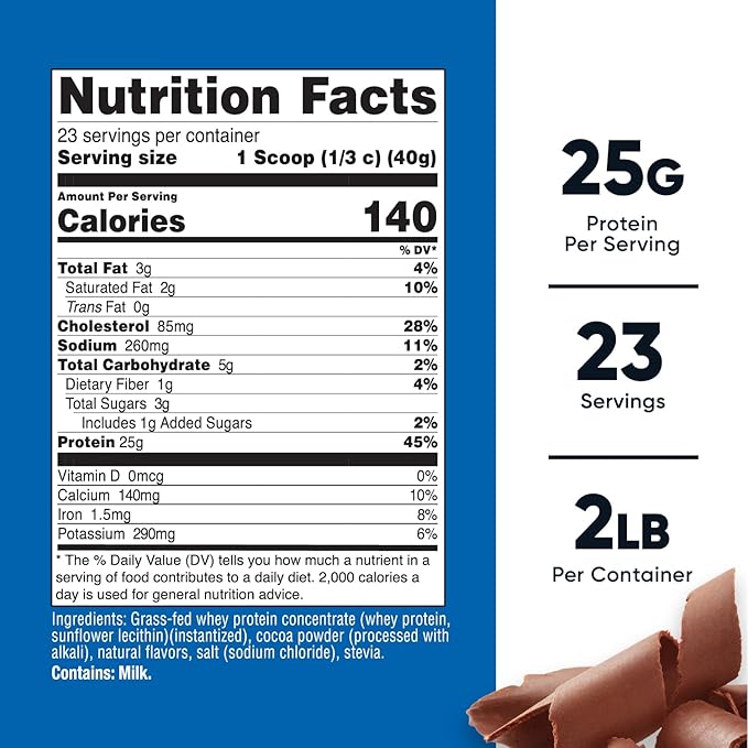 Nutricost Grass-Fed Whey Protein Concentrate (Chocolate) 2LBS - Undenatured, Non-GMO, Gluten Free, Natural Flavors