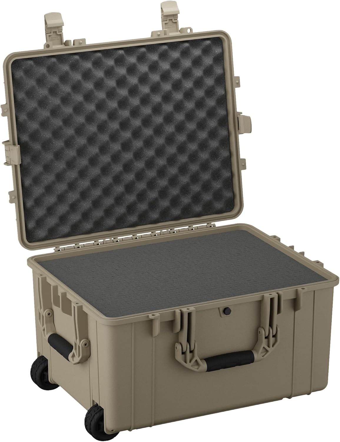 Condition 1 25" Large Rolling Hard Travel Case Model 286, Lockable Storage Box with Wheels and Handle, Waterproof Dustproof TSA Friendly, Made in USA, 24.58"x19.58"x14.60" Tan