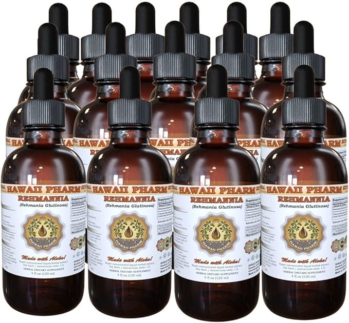 Rehmannia Liquid Extract, Organic Rehmannia (Rehmania Glutinosa) Tincture, Herbal Supplement, Hawaii Pharm, Made in USA, 15x4 fl.oz