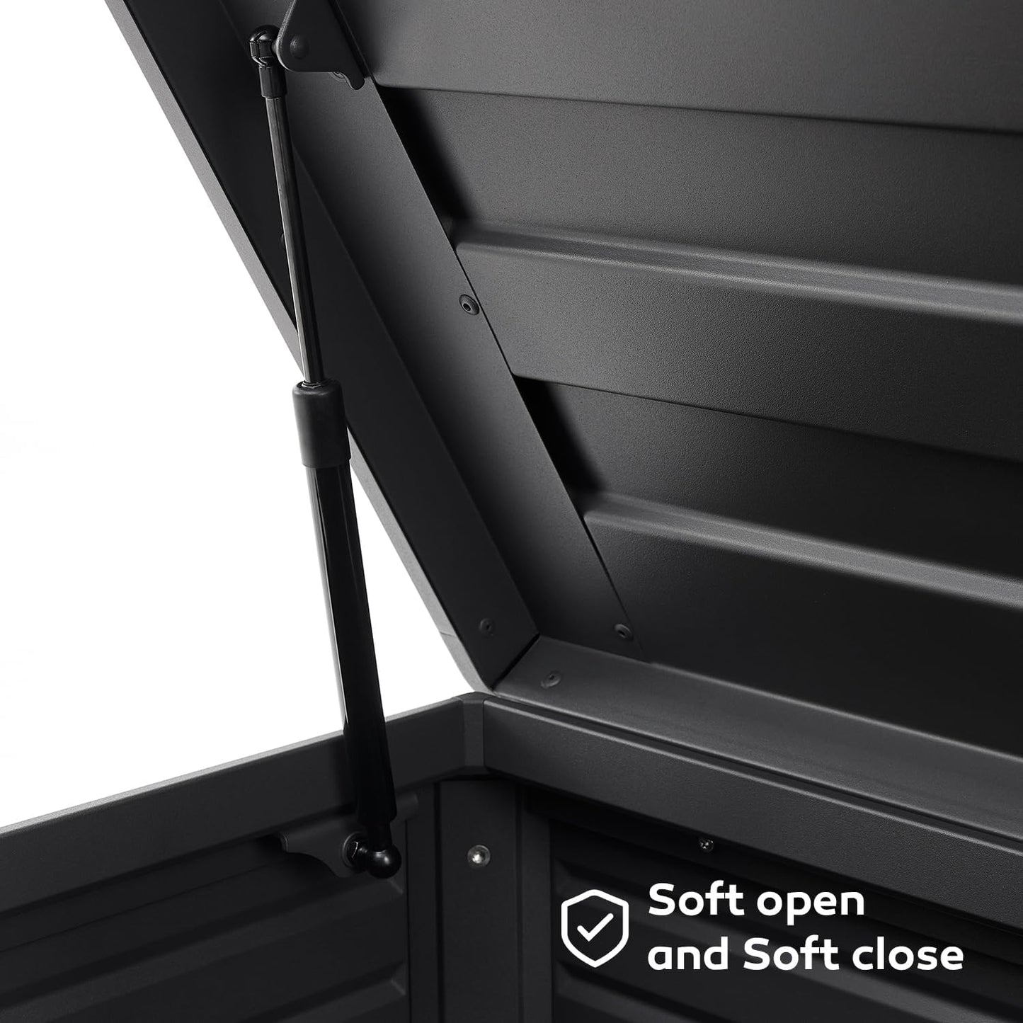 MIRADOR 134 Gallon Outdoor Storage Box Waterproof, Metal Deck Box with wheels for Patio Furniture, Garden Tools, Outdoor Cushion, Charcoal