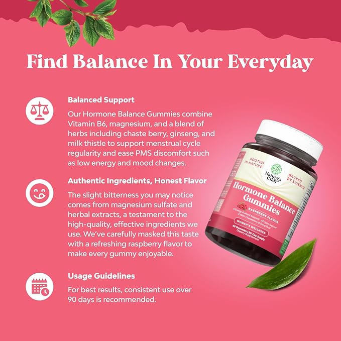 Hormone Balance for Women Gummies of All Ages - PMS Support Supplement for Women to Support Menstrual Cycle & Hormonal Balance Menopause & Mood Swings with Vitamin B6 & Dong Quai - 120 Chews