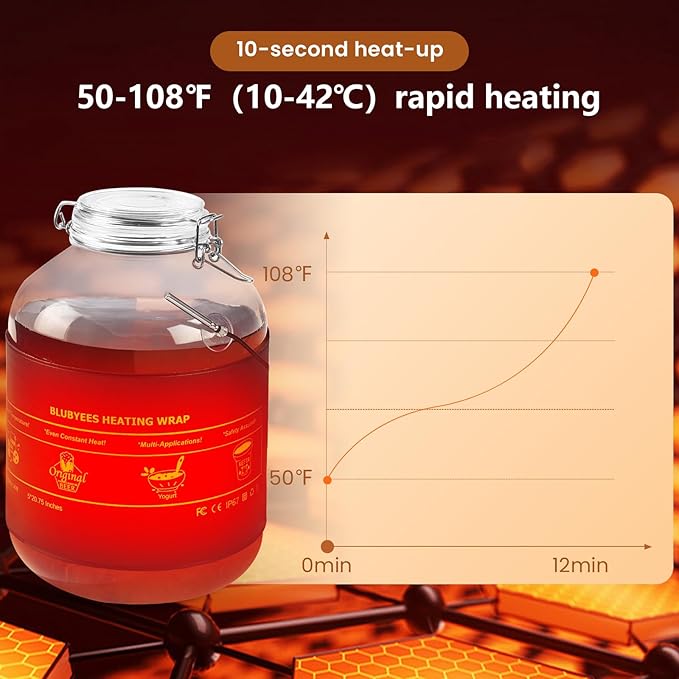 Digital Kombucha Heating Wrap with Precise Temperature Control and Timer Function - Kombucha Starter Kit, the Ideal Fermentation Heating Pad for Kombucha and Sourdough