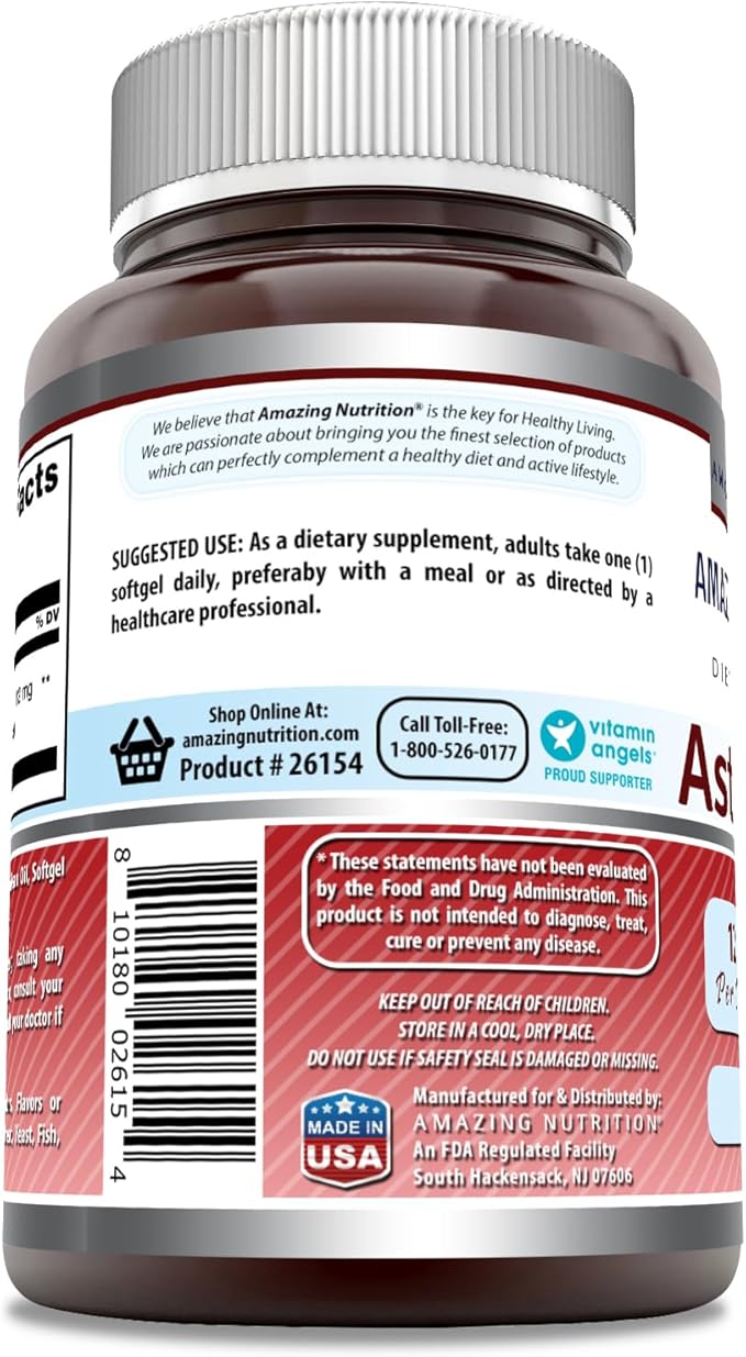 Amazing Formulas Astaxanthin 12mg Softgels Supplement | Non-GMO | Gluten Free (120 Count | 2 Pack)
