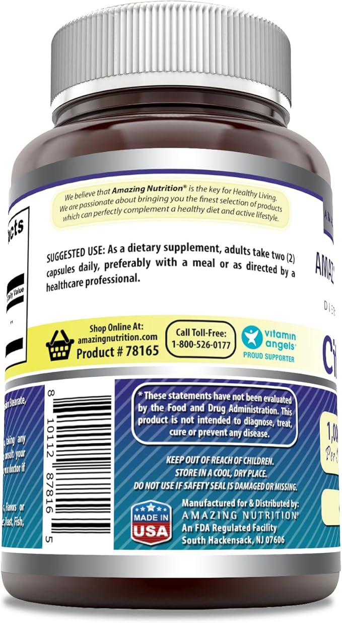 Amazing Formulas Citicoline Supplement | 1000 Mg Per Serving | Capsules | Non-GMO | Gluten-Free | Made in USA (1 Pack, 60 Count)