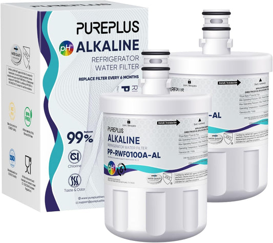 PUREPLUS Alkaline 5231JA2002A Replacement for LG LT500P, ADQ72910901, GEN11042FR-08, Kenmore 9890, 469890, HDX FML-1, ADQ72910907, LSC27925ST, LFX25974ST, LFX25973D, Refrigerator Water Filter, 2Pack