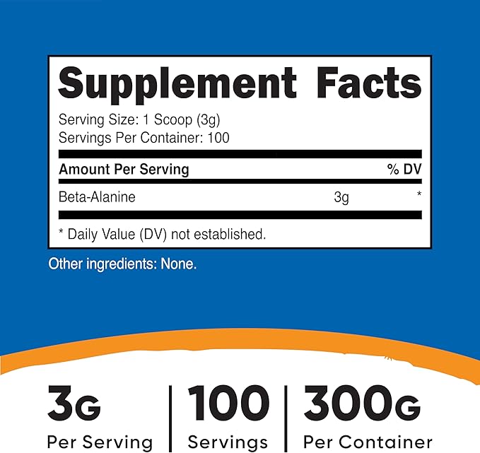 Nutricost Beta Alanine Powder 300 Grams (10.7oz) - 3 Grams Per Serving