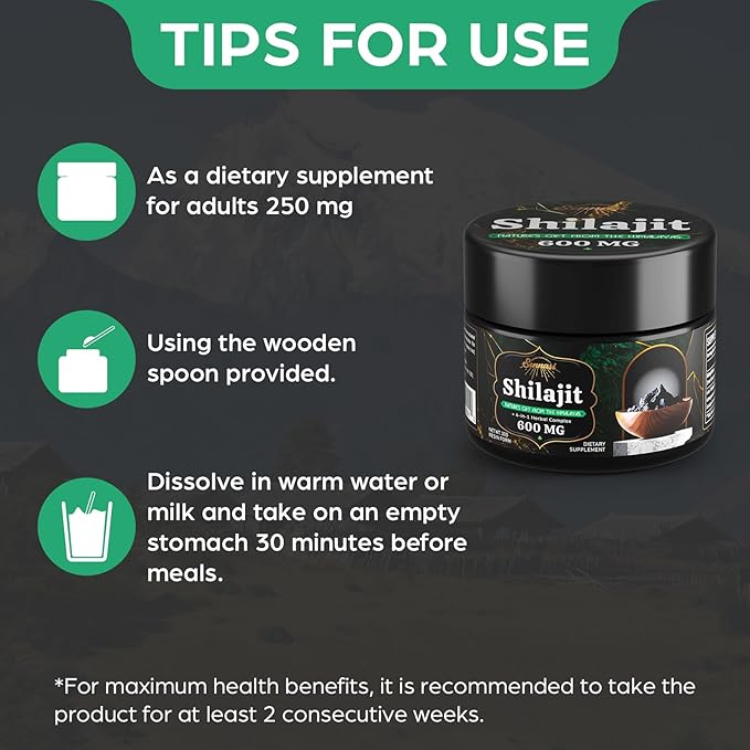 Sennasi 600 MG Shilajit Resin - Shilajit Supplement with Fulvic Acid & 85+ Trace Minerals for Energy, Immunity, Brain Power, 60 Grams