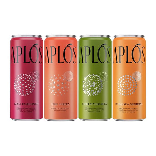 Aplós Canned Variety Pack of Non-Alcoholic Cocktails, Formulated with Adaptogens and Nootropics, Low Calorie, No Added Sugar Beverage (8.5 fl oz. 16-pack)