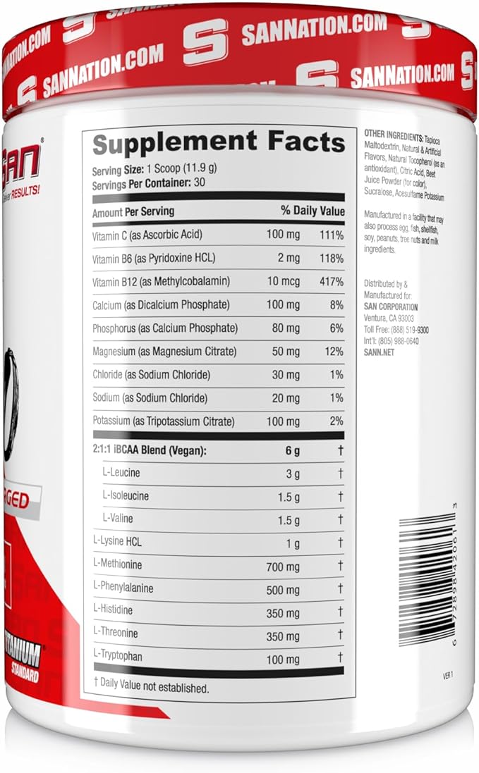 SAN EAA Hydration | EAAs + BCAA| Muscle Recovery & Intra | 9G Essential Amino Acids + Electrolytes | Maui Punch 30 Serving