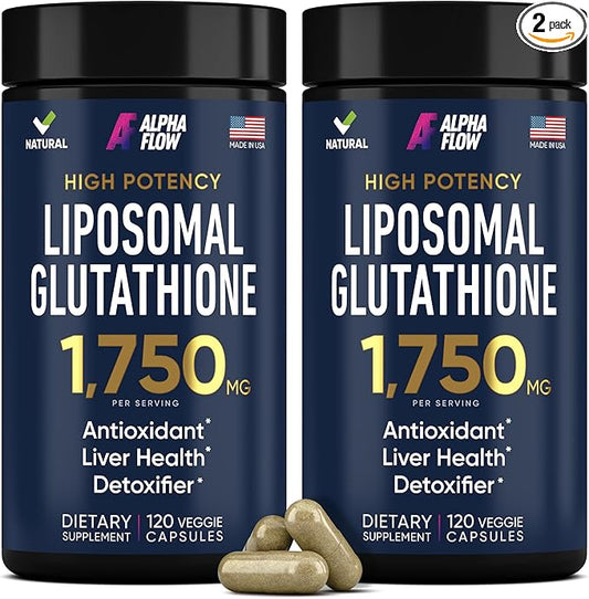 (2 Pack) Liposomal Glutathione 1100mg – High Absorption Glutathione Supplement with Vitamin C, ALA & Phospholipid Complex – Liver Function, Skin & Immune Support – 240 Vegan Capsules